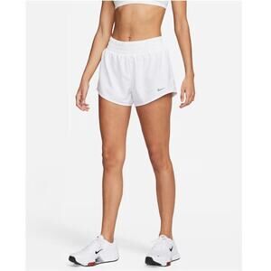 Nike One Women's White Dri-FIT Mid-Rise 3" Brief-Lined Shorts Size L